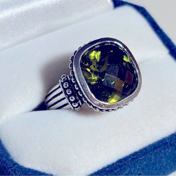 Vintage Silver and Peridot Green Gemstone Cocktail Ring NEW 925 - Picture 1 of 5